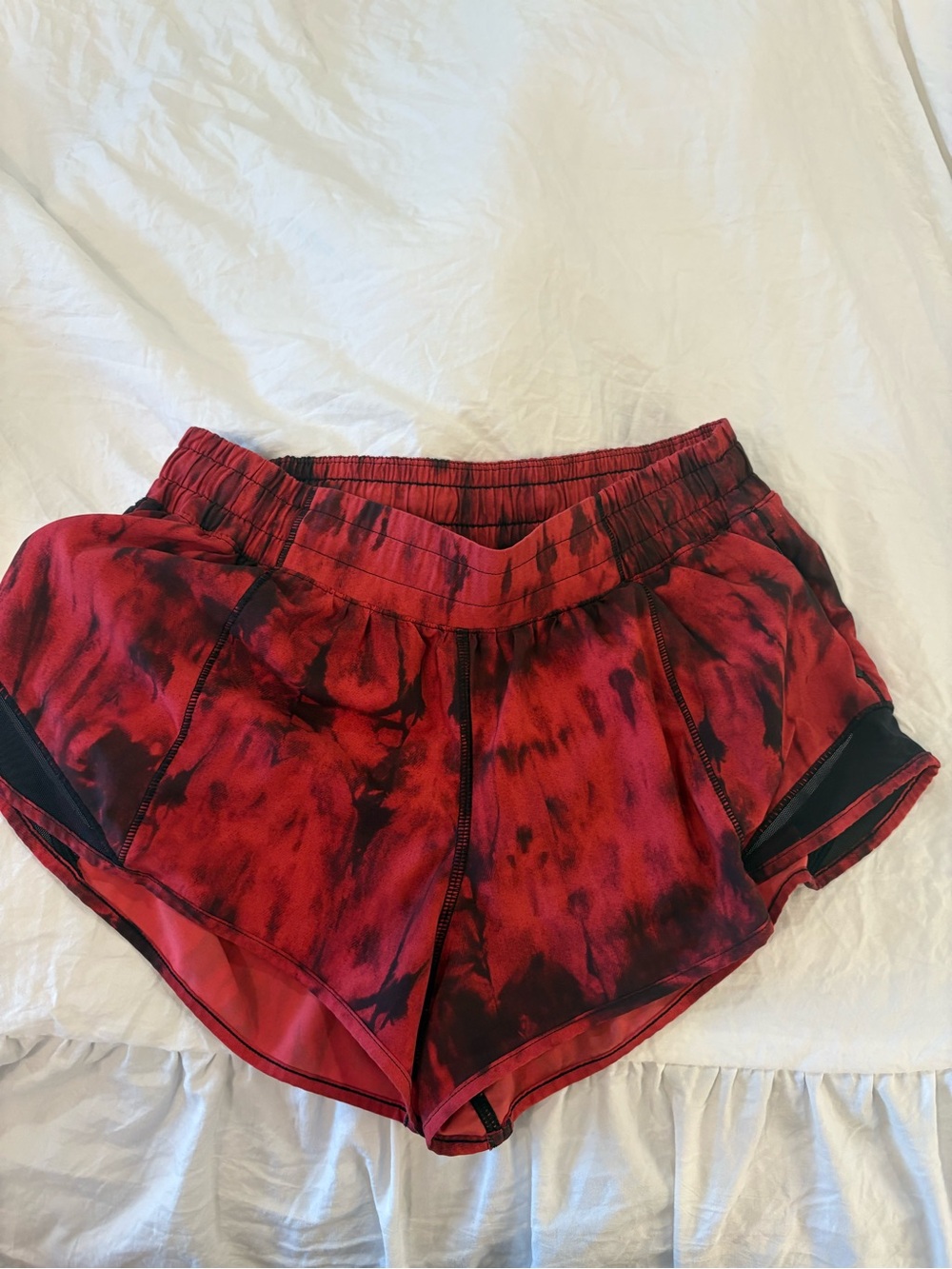 lululemon athletica Red Tie-Dye Running Shorts